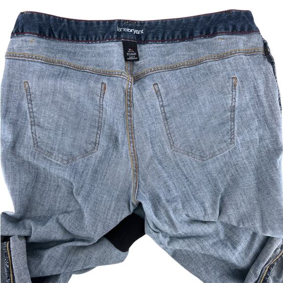 Lane Bryant Roll Cuff Denim Crop Capri Jeans Plus Size 18 Petite Triangle Blue - Picture 10 of 14